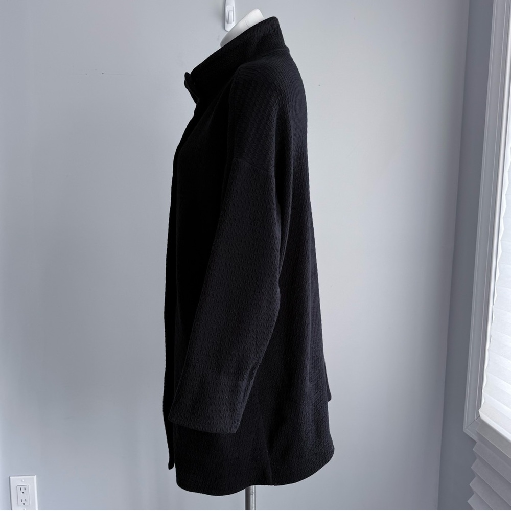Eileen Fisher Organic Cotton Textured Funnel Neck Long Jacket Oversized Coat M - Picture 4 of 16
